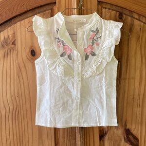 Luli & Me White Floral Embroidered Kids Top